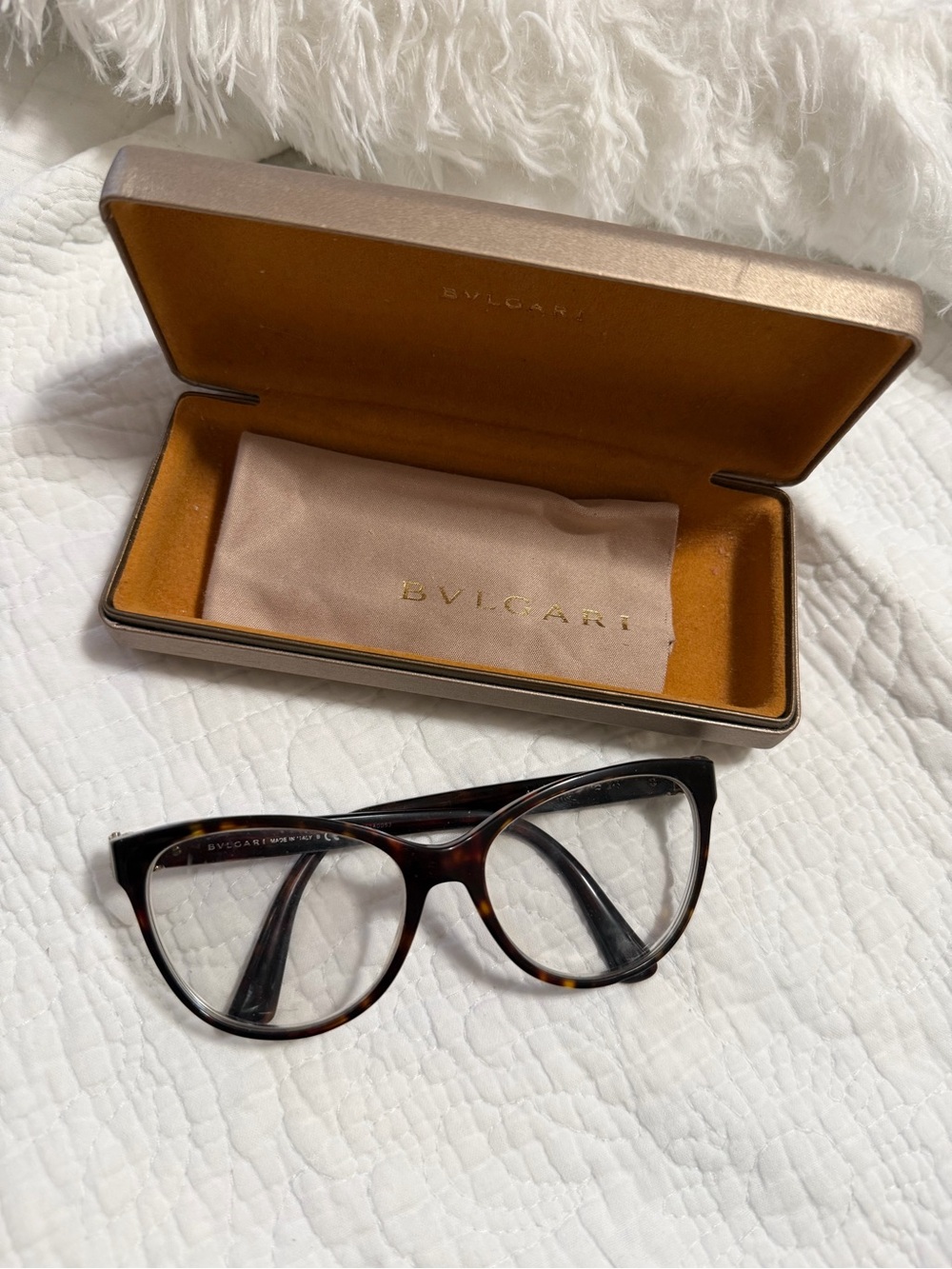 Bulgari Men’s Brown Tortoiseshell Optical Frames with Branded Cloth & Case